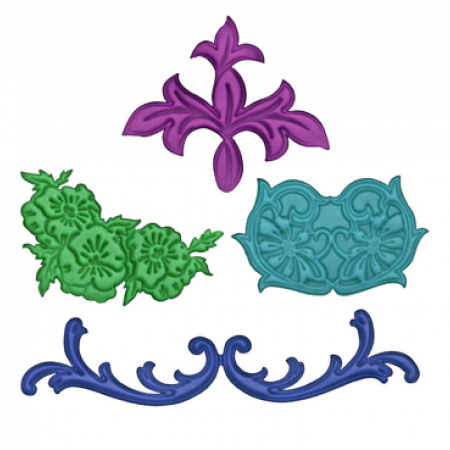 Retro lapu veidnes cukura masas griešanai, 4 gab.