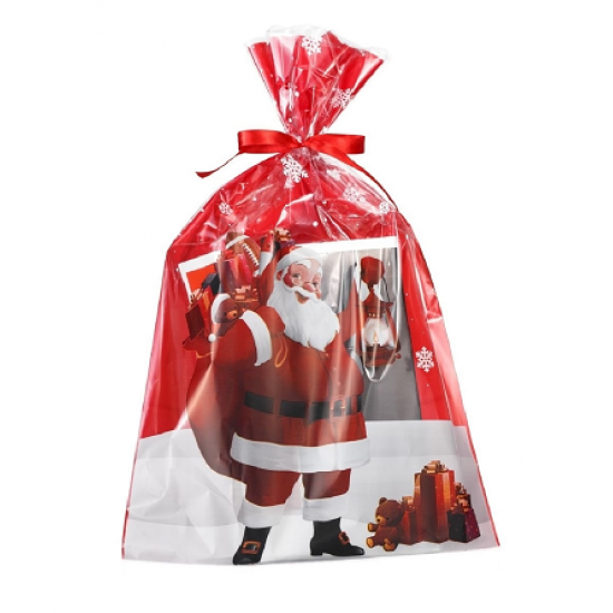 Kalėdiniai maišeliai "Kalėdų Senelis su dovana", 10 vnt, 40x25 cm