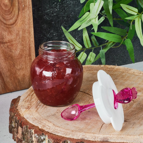 Stiklinis indelis su šaukštu, 370 ml Stiklinis indelis su šaukštu, 370 ml