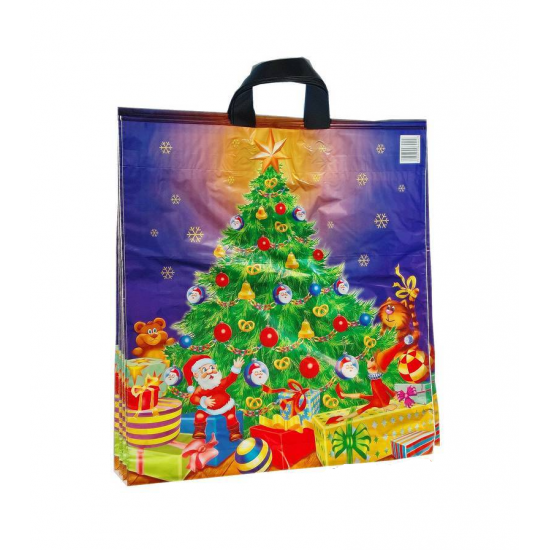 Dideli kalėdiniai dovanų maišeliai su eglute, 4 vnt., 43x38 cm