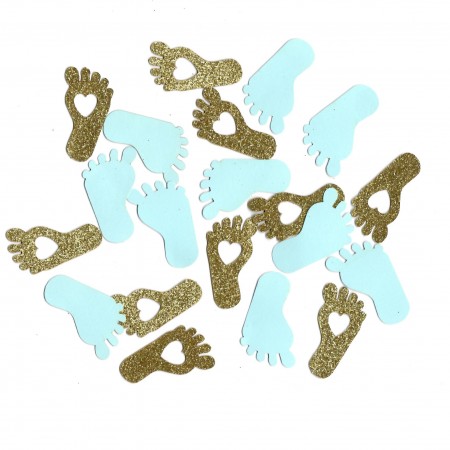 Dekoracijos "Mėlynos ir auksinės pėdutės", 20 vnt.