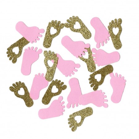 Dekoracijos "Rožinės ir auksinės pėdutės", 20 vnt.